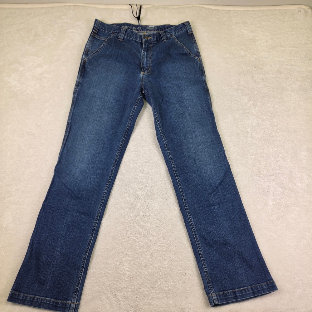 Carhartt Mens Relaxed Fit Dungaree Jeans Blue Denim 34x32 Straight Leg B171 DST